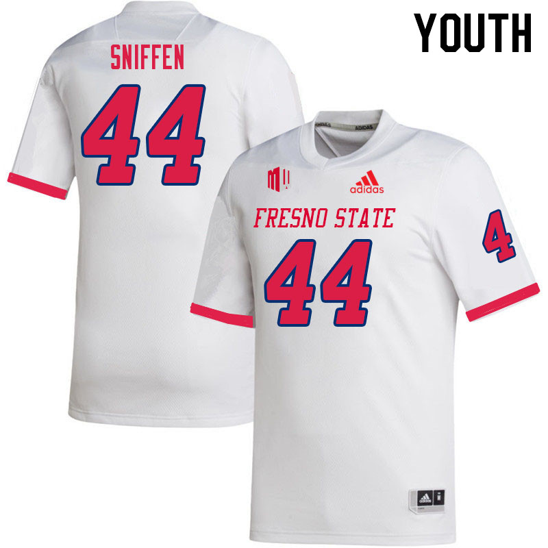 Youth #44 John Sniffen Fresno State Bulldogs College Football Jerseys Sale-White - Click Image to Close